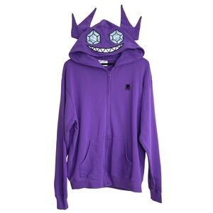 Pokemon Center Sableye Adult L Purple Full Zip Hoodie Monster Embroidered Logo